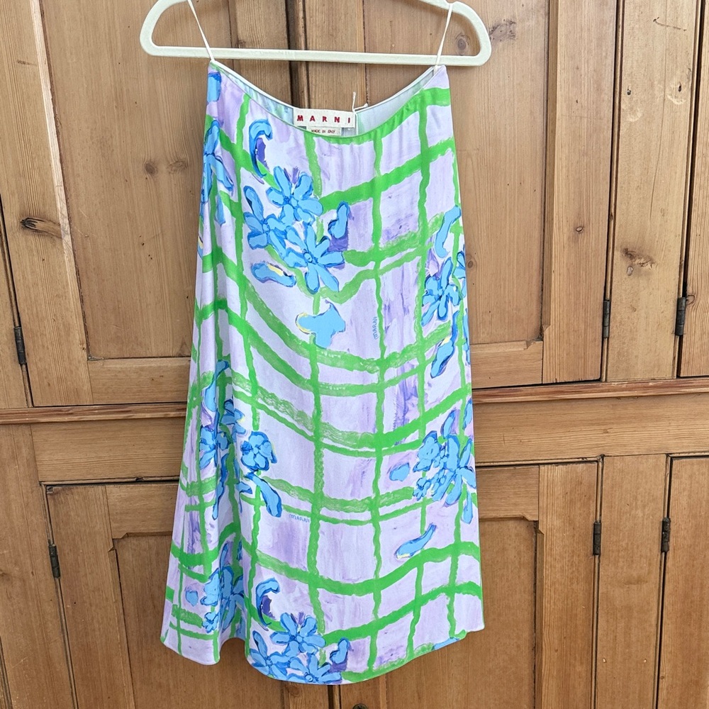 Marni A-Line Skirt with Blue and Green Floral Design